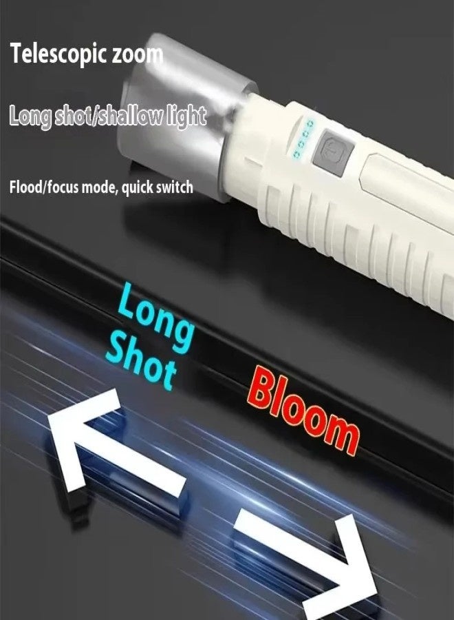 تيفونر كشاف يدوي بمؤشر نسبة البطارية. كشاف قوي الضوء قابل للتعديل. كشاف صغير سهل الحمل وقابل لتعليق. كشاف 360 بأضائتين جانبية وامامية قابلة لتعديل. مصباح يدوي ببطارية وبمنفذ شحن تايب سي. - Image 3